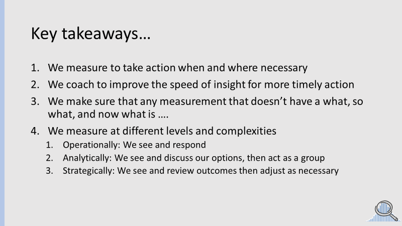 Course diagram explaining why teams measure performance